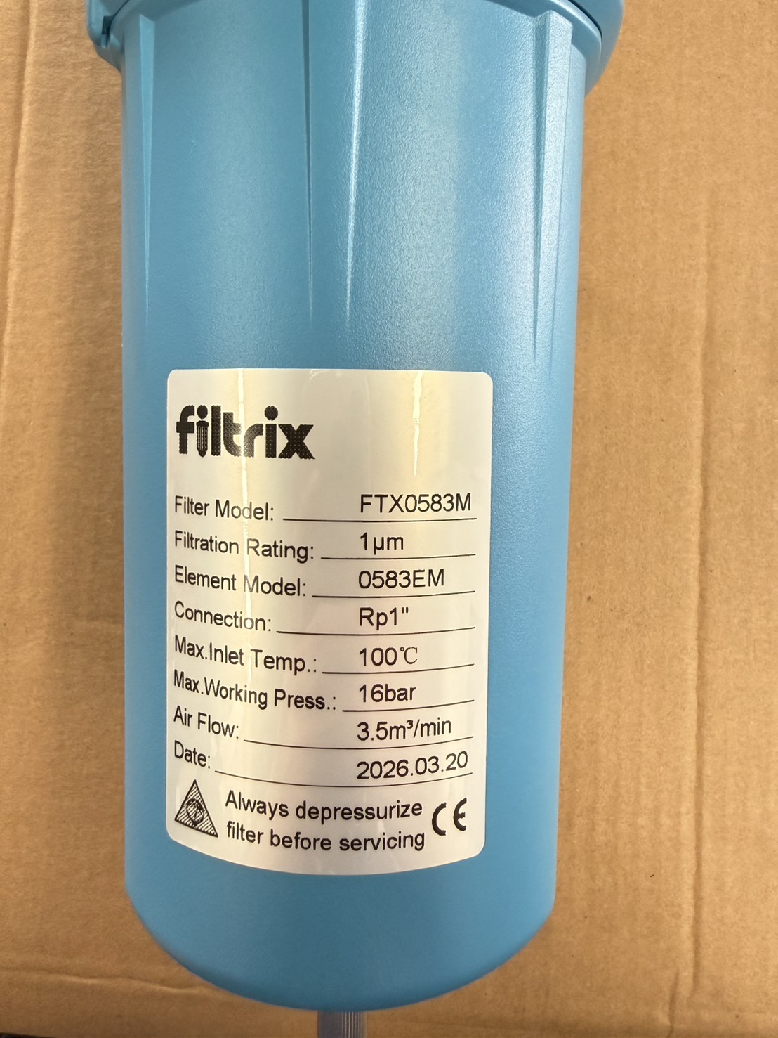 ไส้กรองลมอัดพร้อมกระบอกกรอง Filtrix FTX0583M ขนาด 1 นิ้ว ความละเอียด 1 ไมครอน - Image 6
