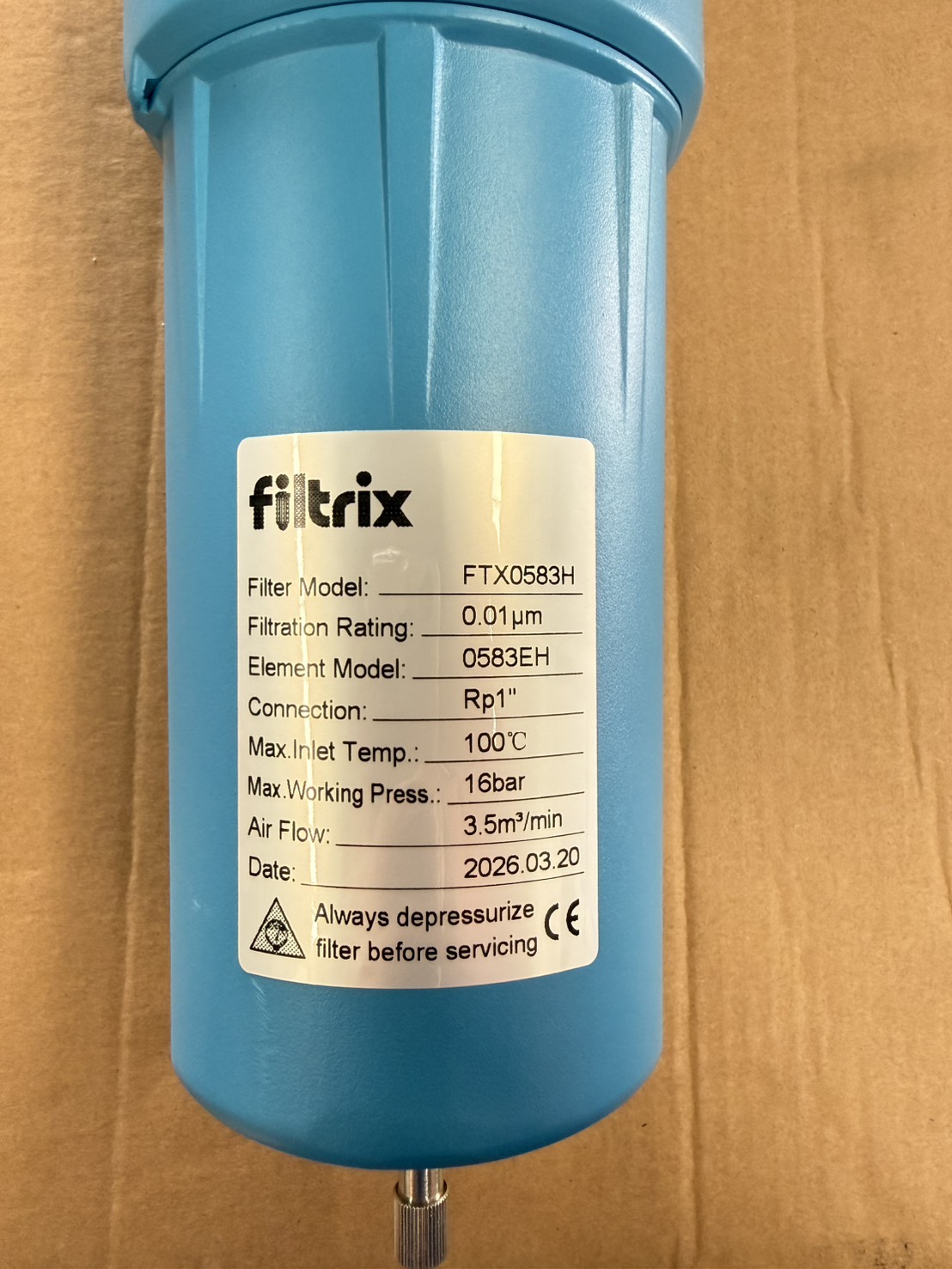 เครื่องกรองลมอัด Filtrix FTX0583H ความละเอียด 0.01 ไมครอน อัตราการไหล 3.5 m³/min - Image 6