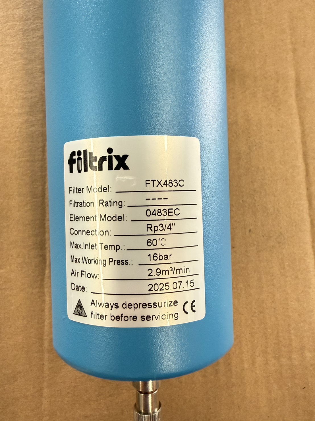 ชุดกรองลมอัด Filtrix FTX483C ขนาด 3/4 นิ้ว อัตราการไหล 2.9 m³/min - Image 3