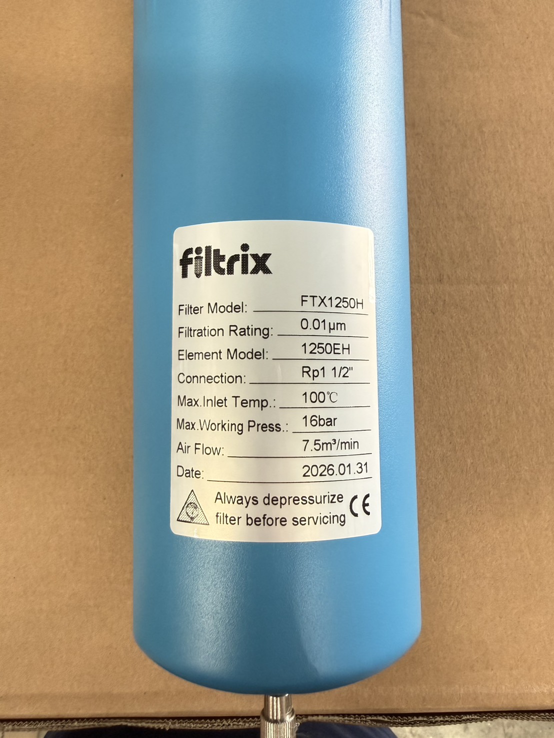 ไส้กรองลมอัดพร้อมกระบอกกรอง Filtrix FTX1250H ขนาด 0.01 ไมครอน อัตราการไหล 7.5 m³/min - Image 7