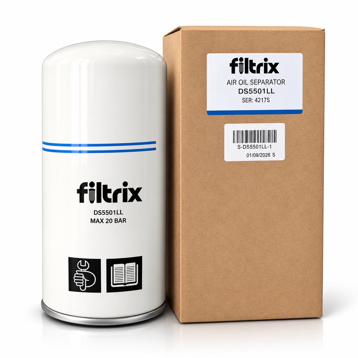 ไส้กรองแยกน้ำมันออกจากลมอัด Filtrix DS5501LL (Air/Oil Separator) 20 Bar